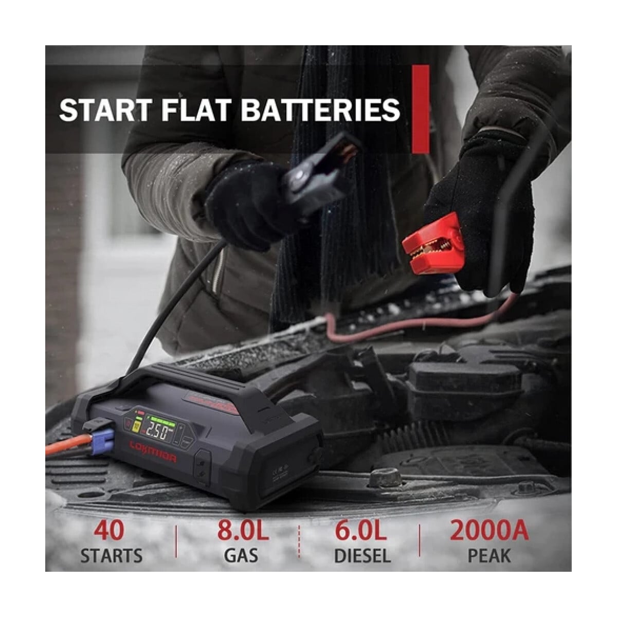 LOKITHOR Lithium Startbooster 2000A med 150 PSI Luftkompressor