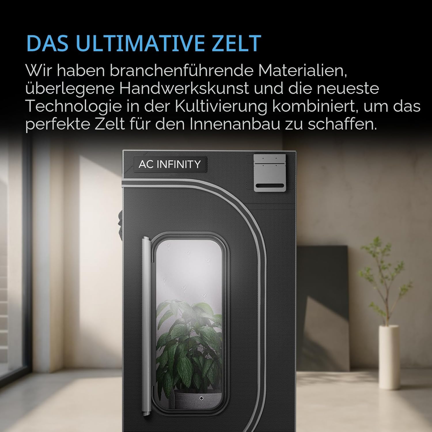 AC Infinity CLOUDLAB 642 – Advance Grow Zelt 120 × 60 × 180 cm, 25 mm Stahlstangen, 2000D Mylar, höchste Reflexion, großes Sichtfenster, Controller-Halterung