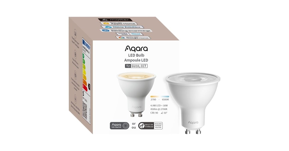 AqaraLED Bulb T2 (CCT, GU10) ledlamp  (Bluetooth, Thread, Zigbee, 2700-6500K)