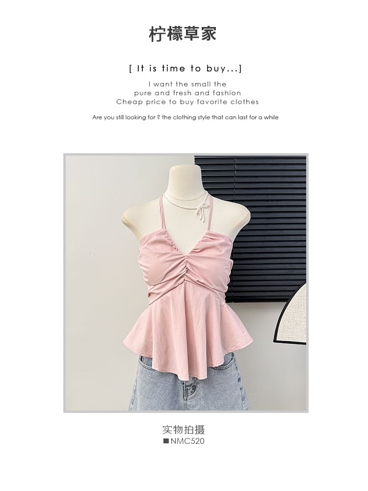 Lemongrass - V-hals peplum haltertop