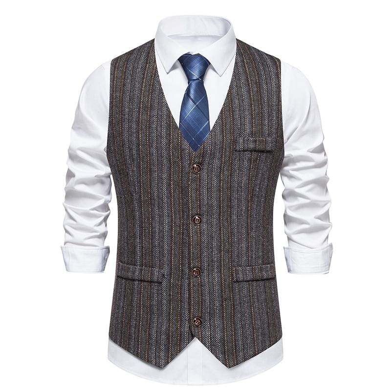 Sparrow Farm - V-hals gestreept vest met knoopjes