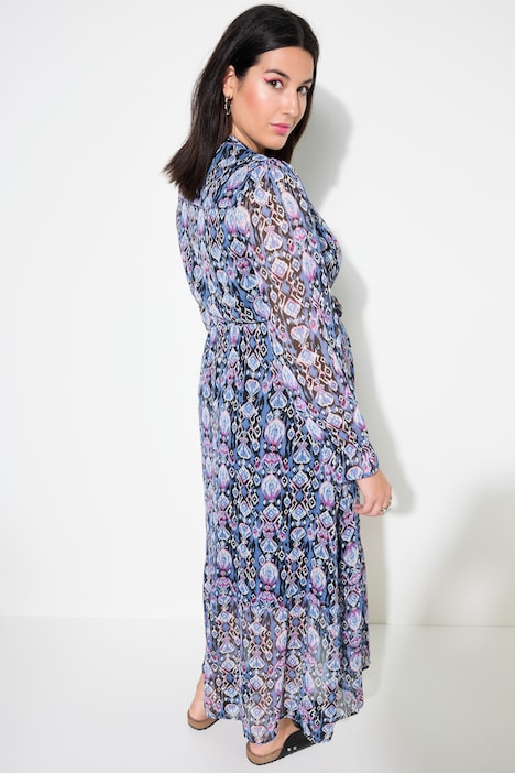 Maxikleid, A-Line, grafischer Print, elastische Taille