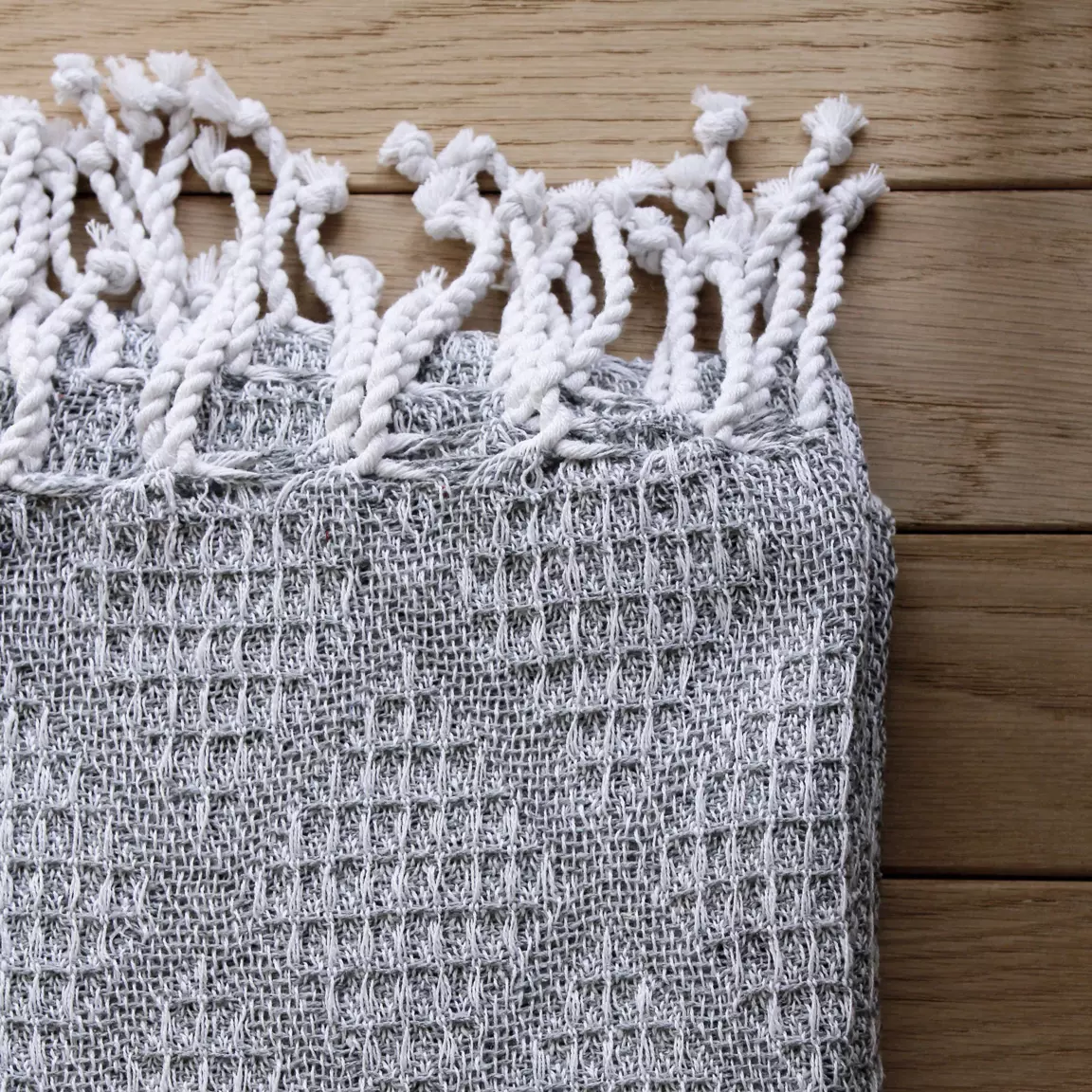 Plaid coton recyclé (130 x 160 cm) Dune Gris clair