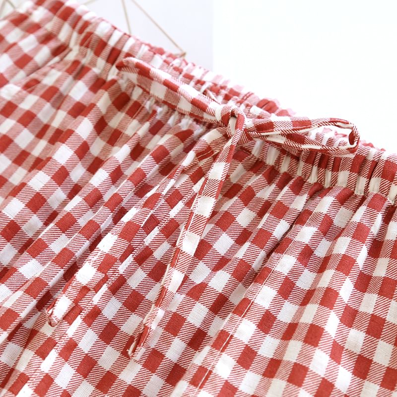 Dogini - Koppel bijpassende pyjamabroek met trekkoord in de taille en ruitmotief (verschillende ontwerpen)