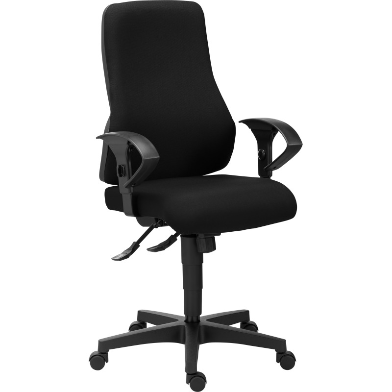 Chaise de bureau Dhark tissu - dossier haut - avec ou sans accoudoirs - mécanisme Synchrone - pieds noir
