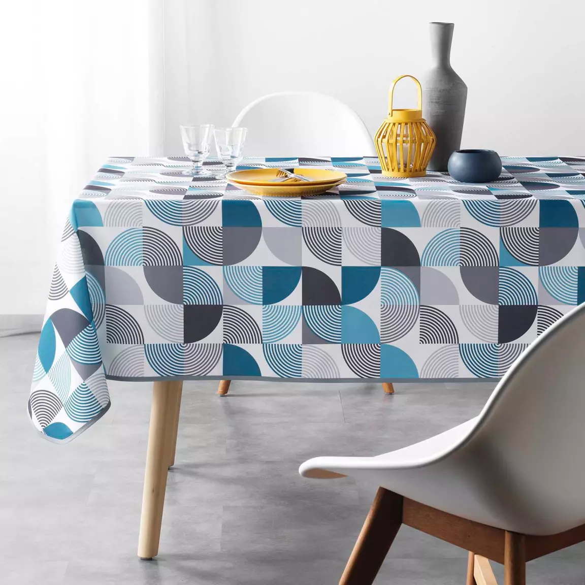 Nappe rectangulaire anti tache (150 x 240 cm) Rythmo Bleue