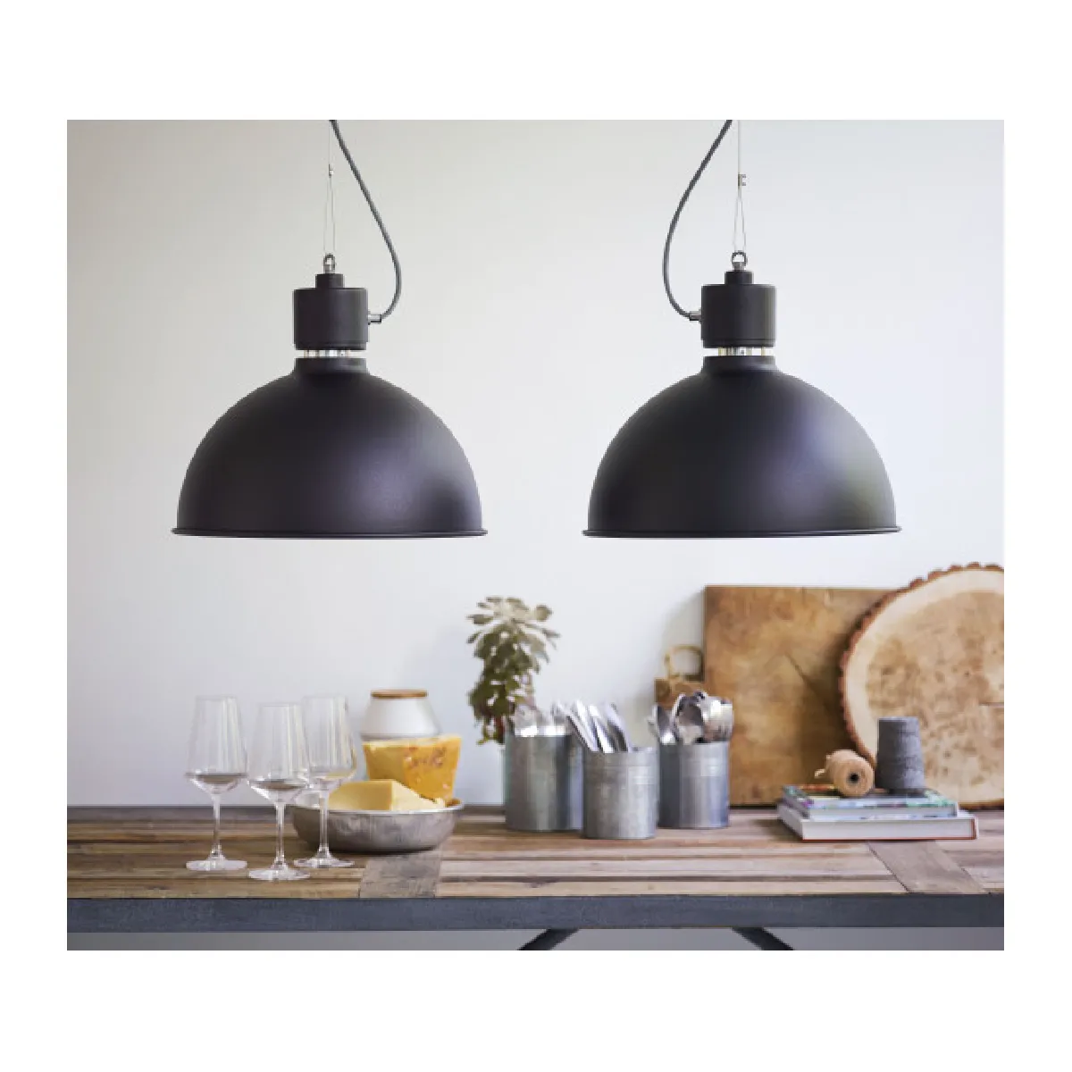 Luminaire Center Suspension MAGNUM en Métal et Noir hauteur 31,7 Cm