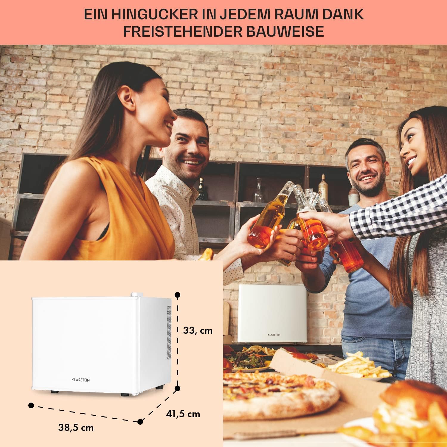 Klarstein Kühlschrank, Mini-Kühlschrank für Getränke, Kühlschrank Klein, Kleiner Kühlschrank Lautlos, Skincare Fridge, 3 Kühlstufen, Camping Kühlschrank, Minikühlschrank für Zimmer, Büro 0-15°C, 17 L