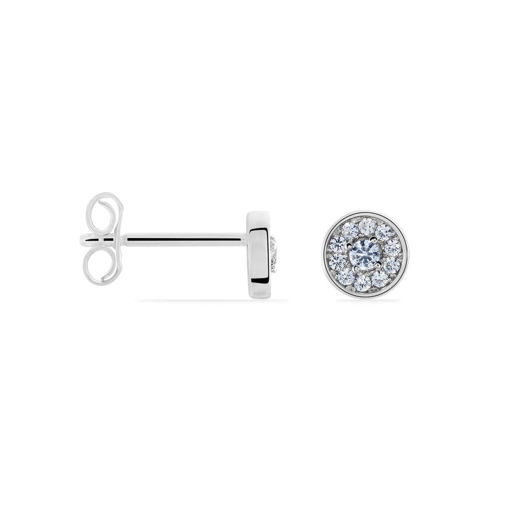 Boucles D'oreilles Puces Auxana Argent Blanc Oxyde De Zirconium