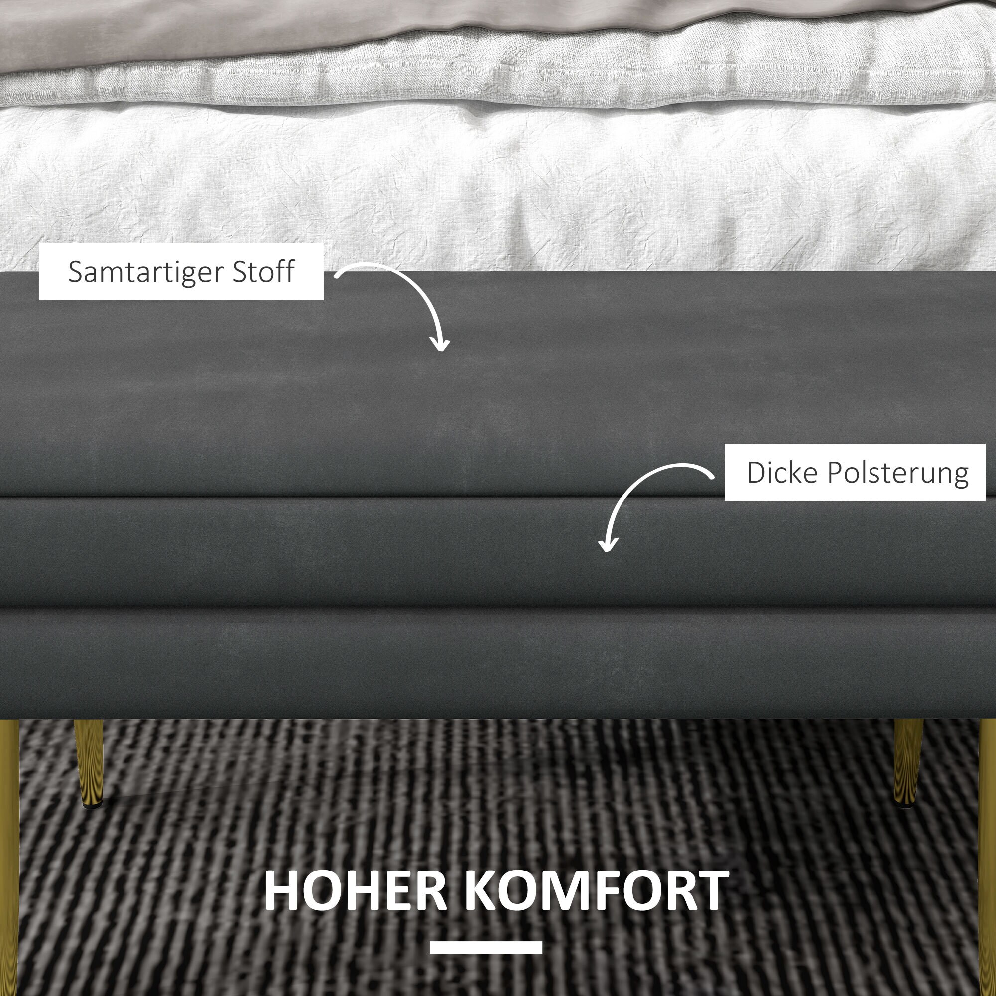 HOMCOM Sitzbank mit verstecktem Fach grau 79,5L x 37,5B x 43H cm
