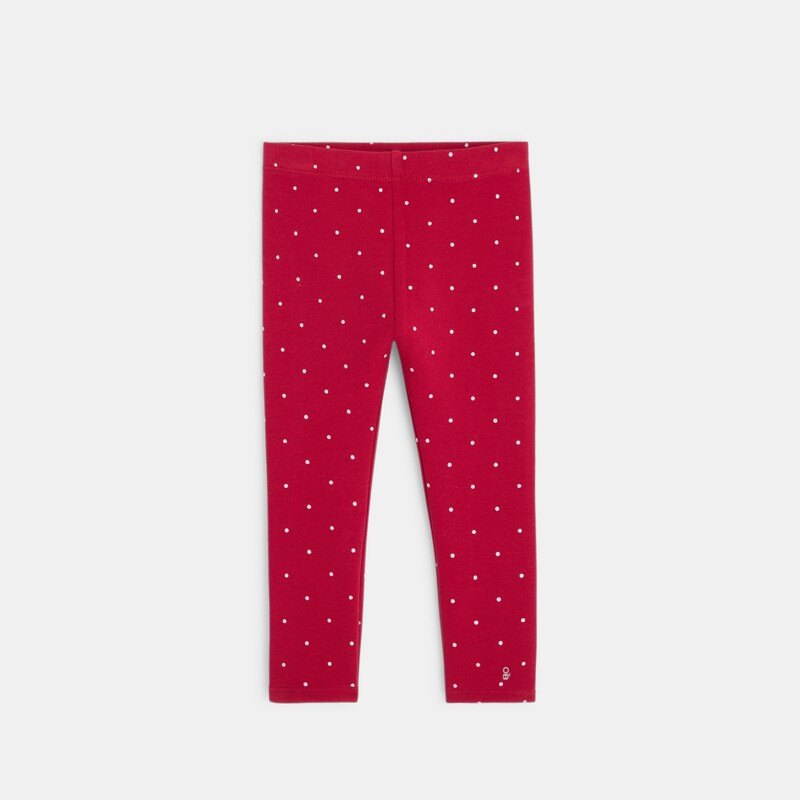 Legging molleton bio imprimé pois rose bébé fille Rose