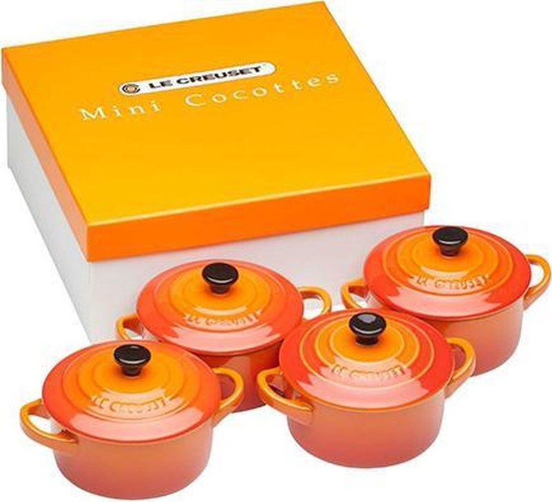 Le Creuset Aardewerken mini braadpan set in Oranjerood 10cm 0,25l