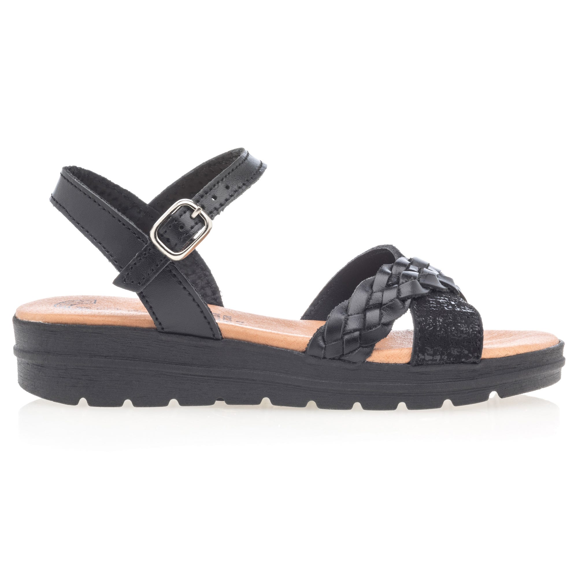 Sandales Fille en cuir noir