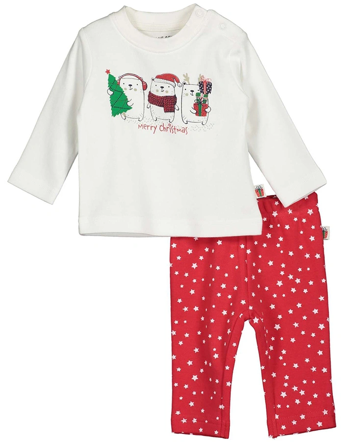 Langarmshirt CHRISTMAS mit Leggings in offwhite/rot
