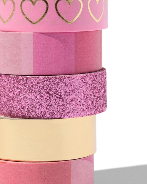 ruban adhésif washi 5m x1,5 cm rose - 5 pièces
