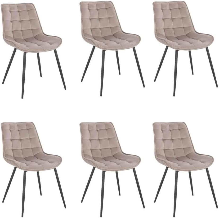 Home Deluxe - Polsterstuhl IKALO 6er Set - Farbe: Hellbraun - weiche Polsterung, bis 120 kg belastbar I Küchenstuhl Speisestühle Esszimmerstühle