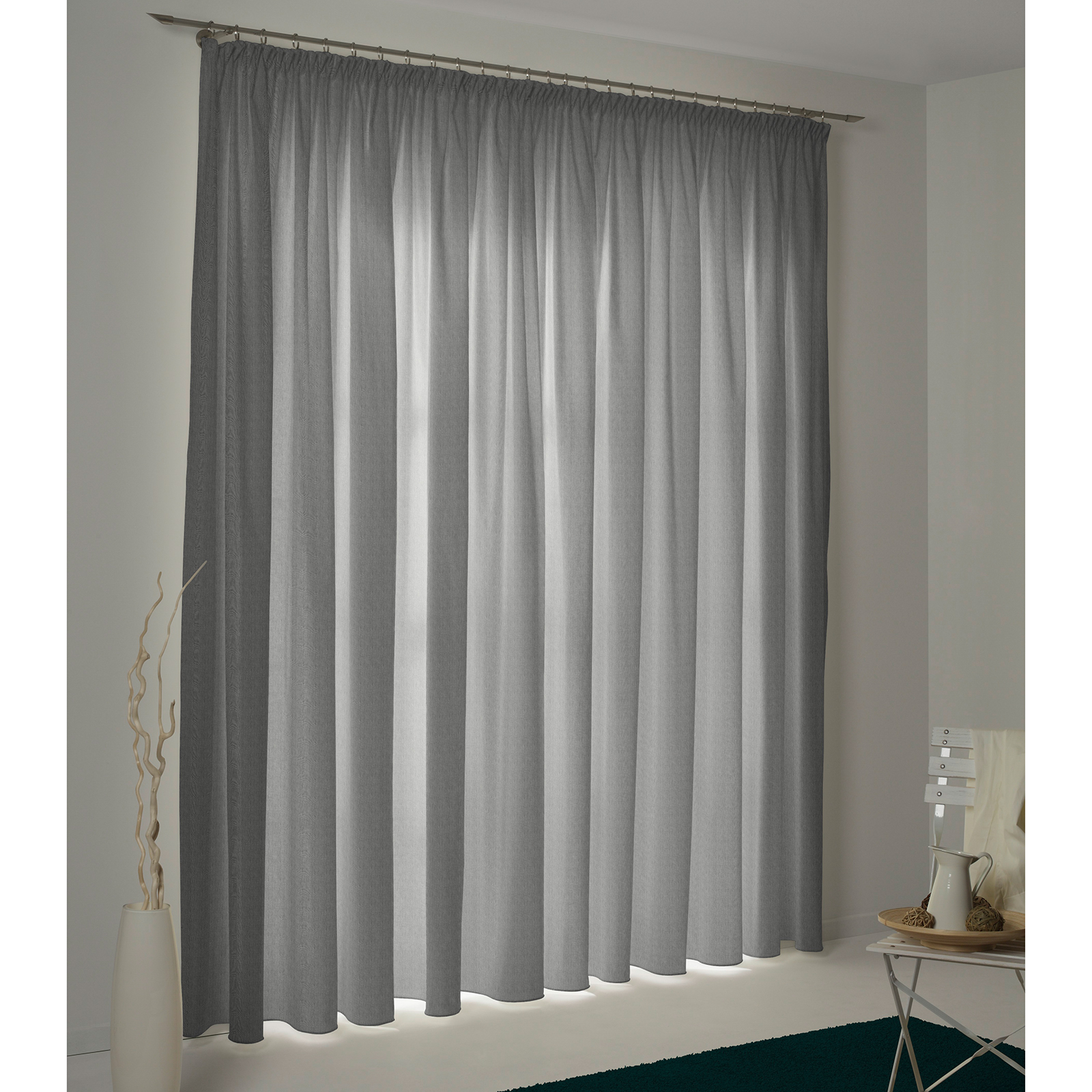 Einzelschal mit Kräuselband UNI COLLECTION LIGHT - dunkelgrau - 145x145 cm