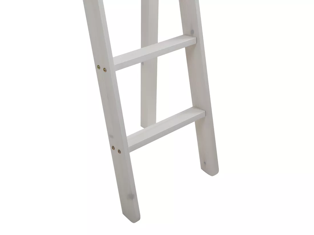 Lit mezzanine GEDEON II - 90 x 190 cm - Avec bureau - Pin massif - Blanchi + matelas