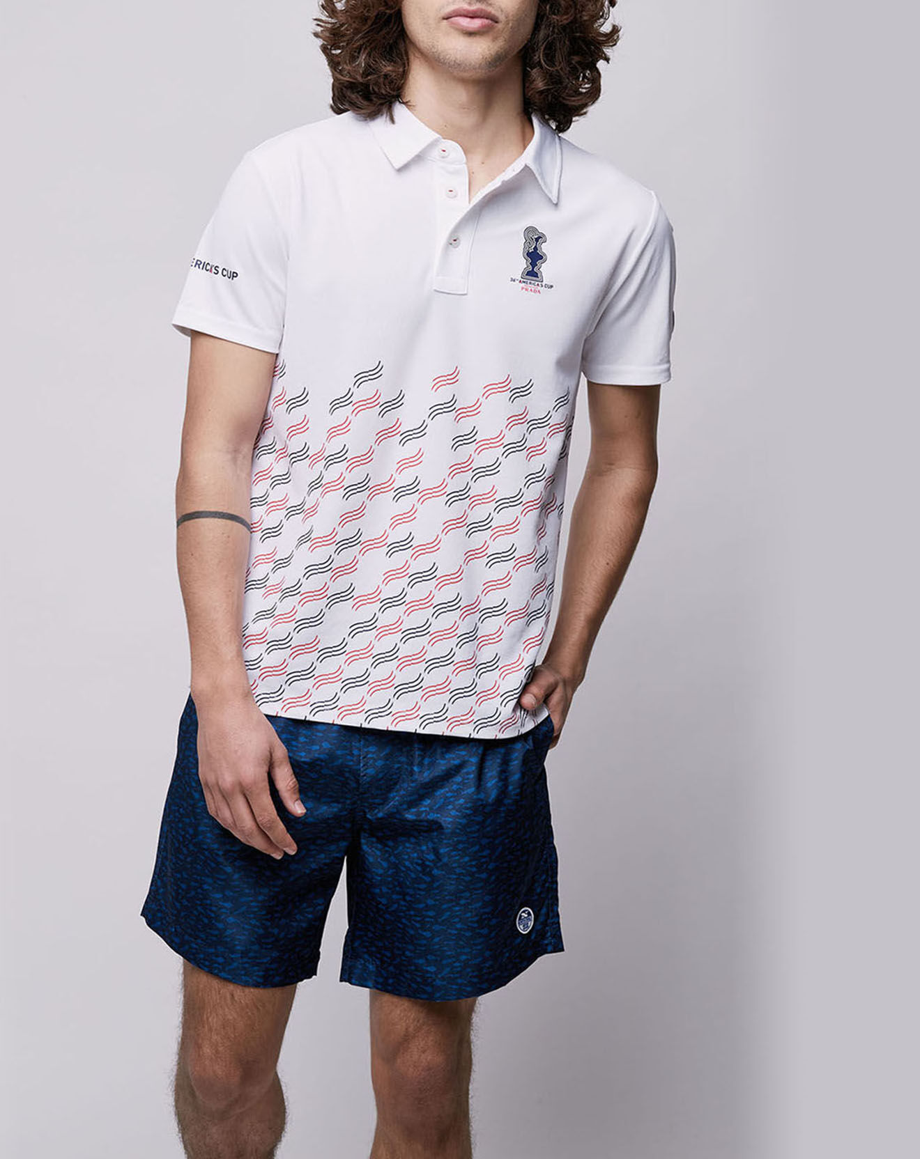 North Sails Polo Valencia Signature imprimé blanc