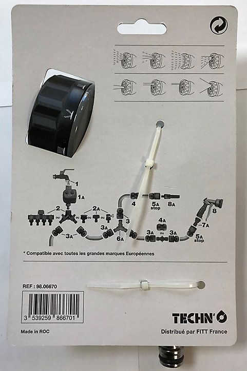 Pistolet d'arrosage 8 jets Techn'o