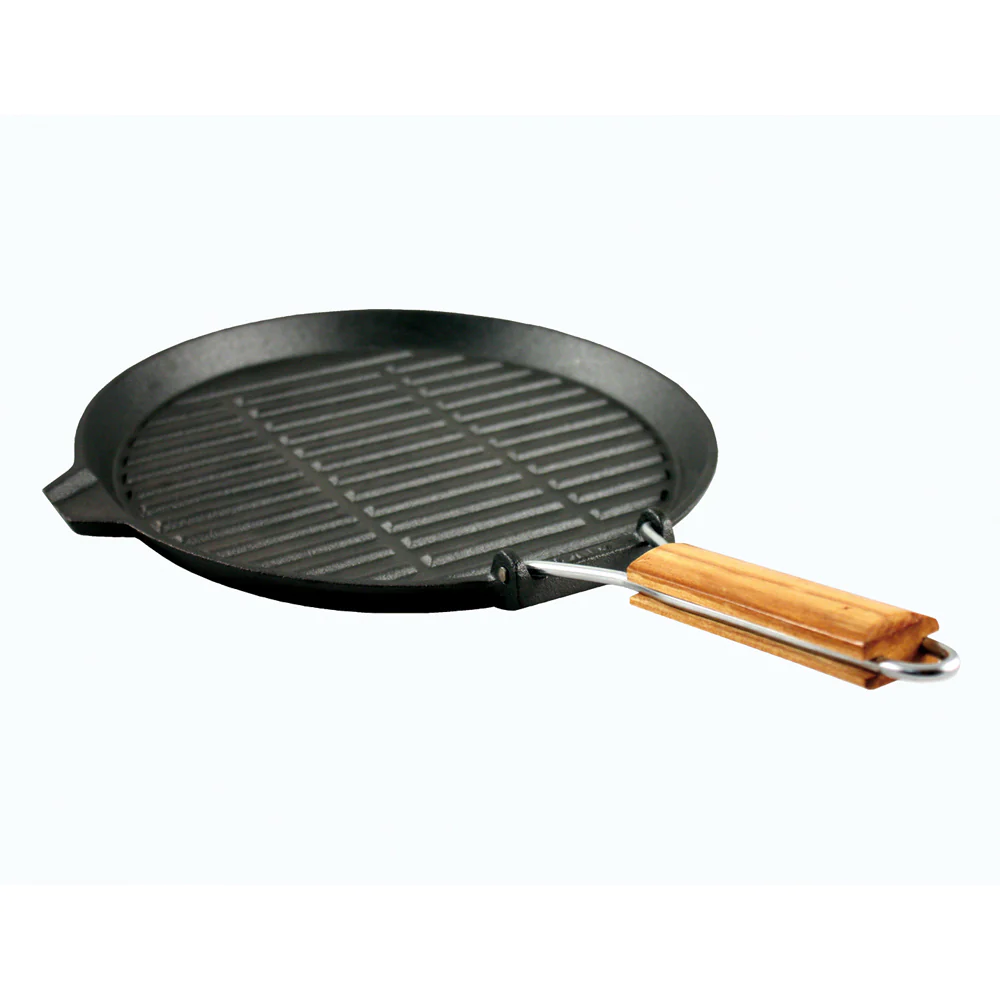 Grill rond fonte 25,5 cm - manche rétractable Baumalu