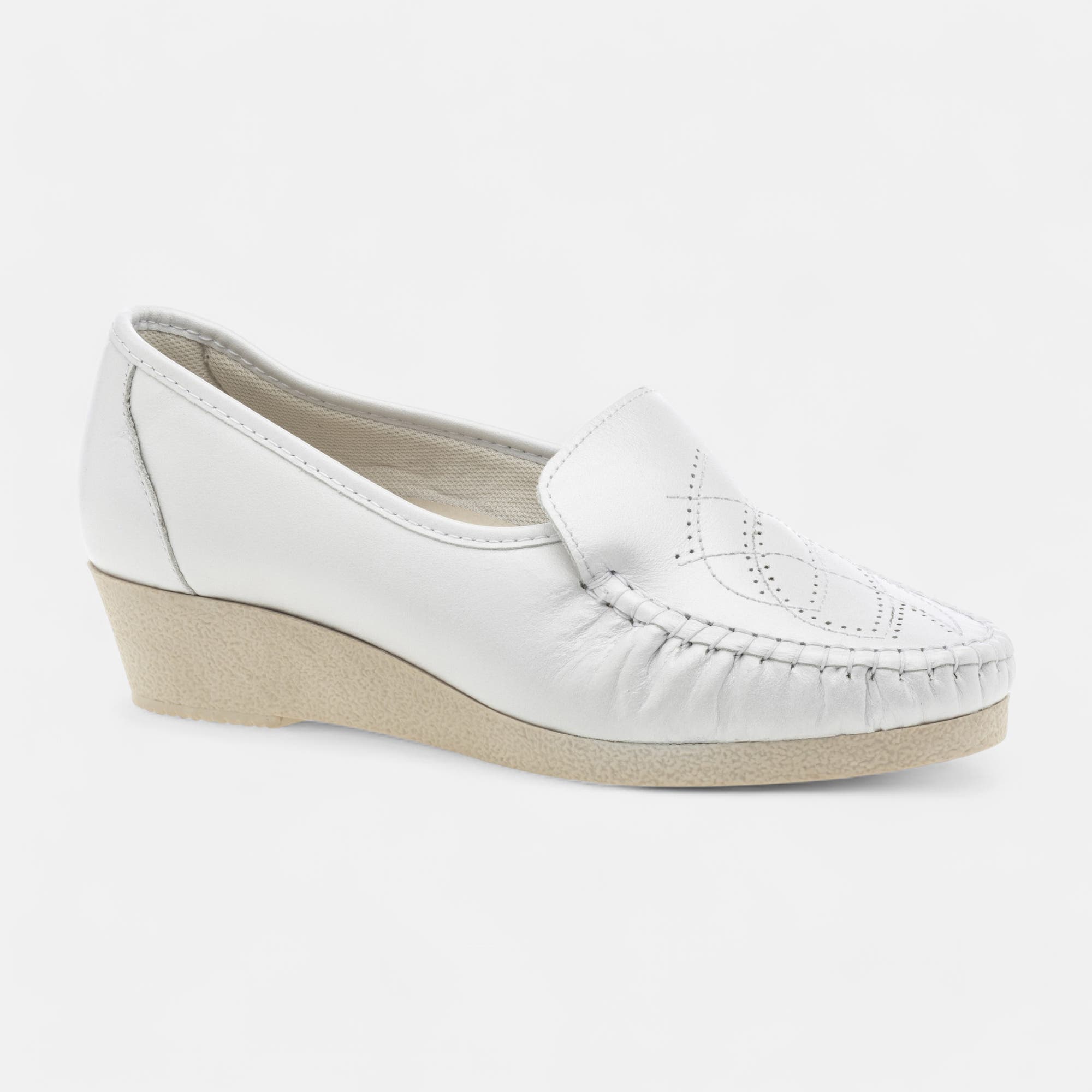 Mocassins pieds sensibles Femme en cuir blanc