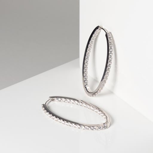 Sif Jakobs Jewellery Hoop Ellisse Medio Øreringe, Sølv/Hvid