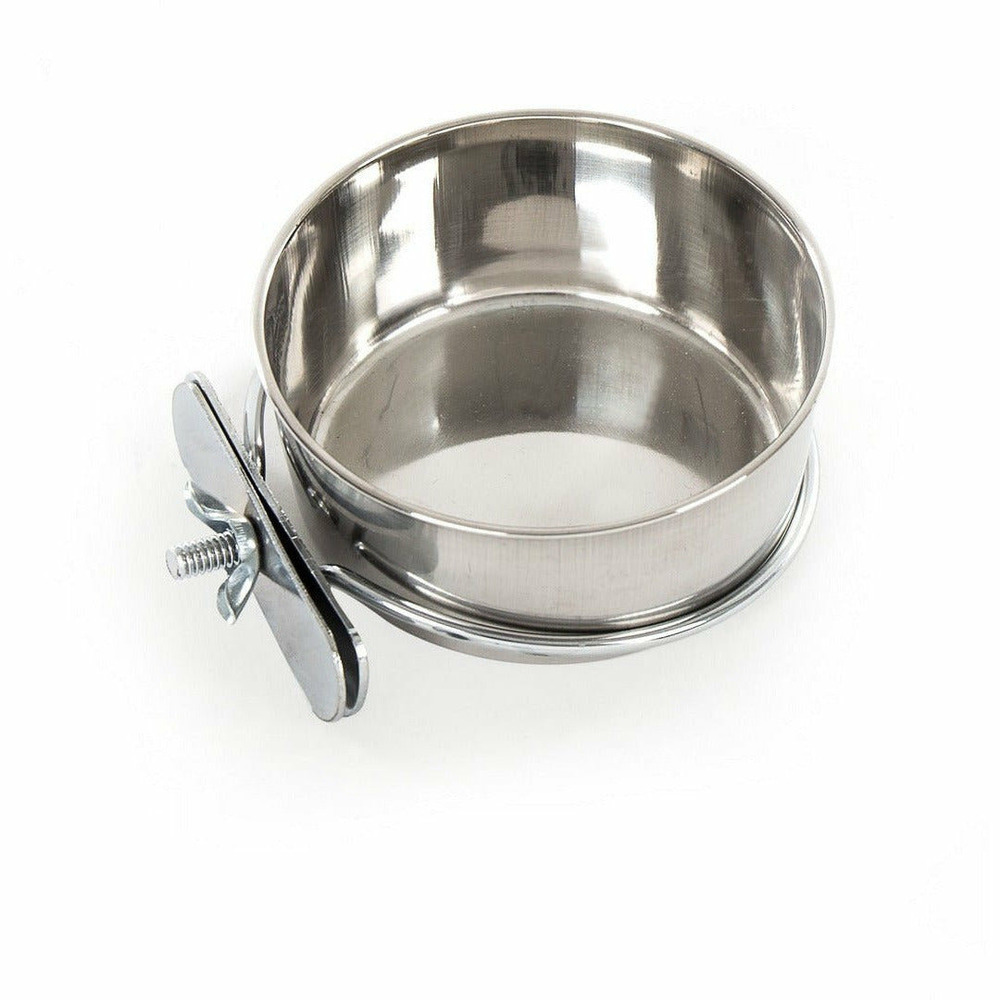 Gamelle en inox pour cage pour chiens avec accroche adaptée pour les cages métalliques