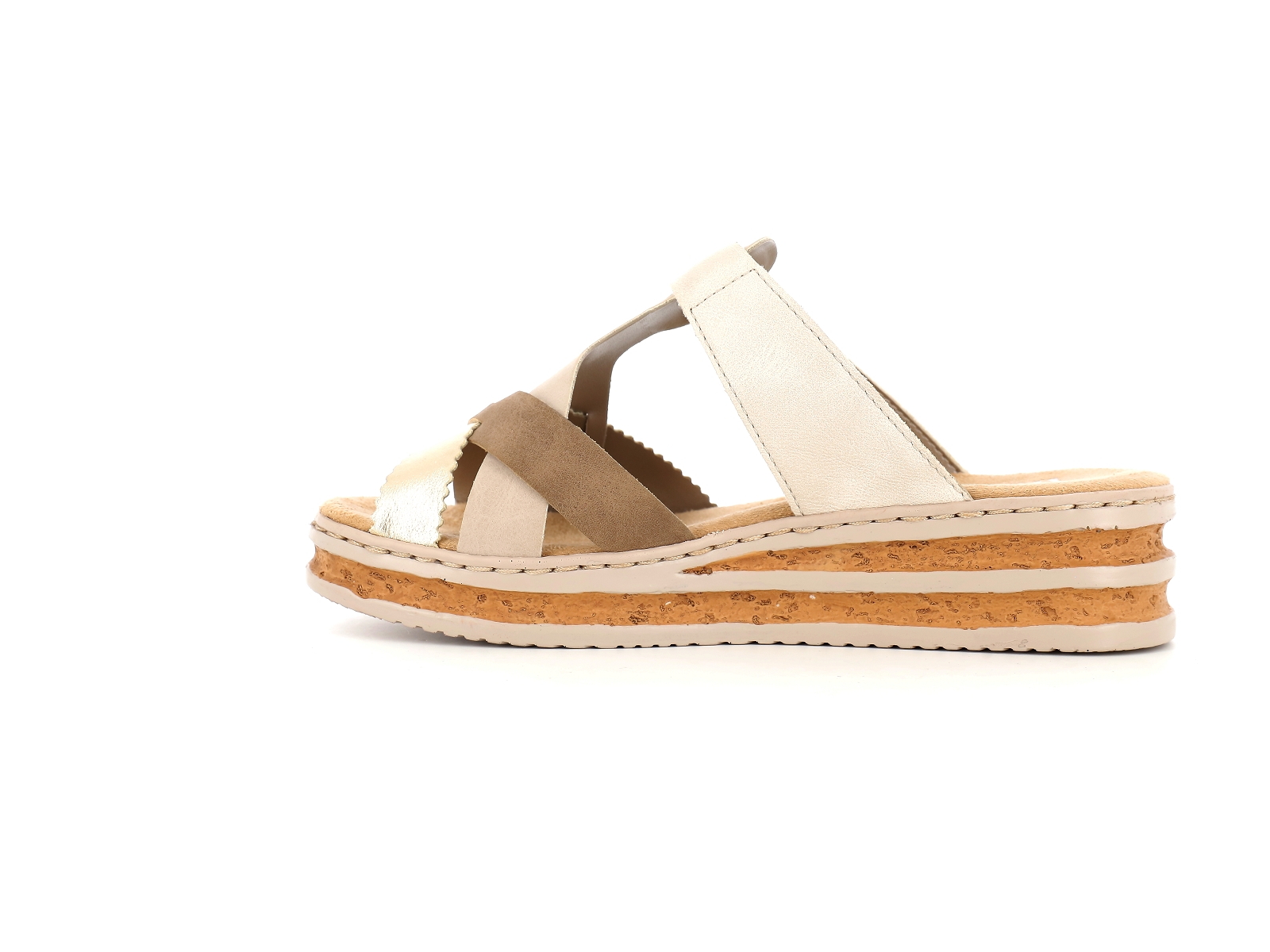 Rieker-62989 Matières combinées Beige Or