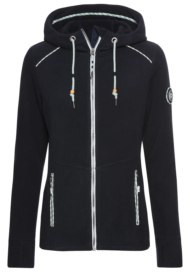 KangaROOS Fleecejacke mit Kapuze figurbetonte Passform,  mit Kapuze und Kordelzug, Übergangsjacke