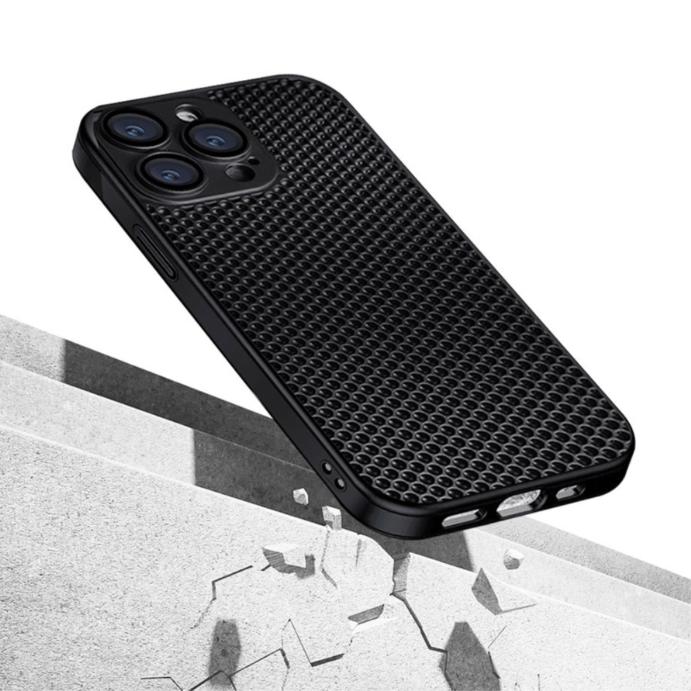 iPhone 15 Hybrid Hardcase Hülle im Waben Design mit Kameraglasschutz - Dunkelgrün