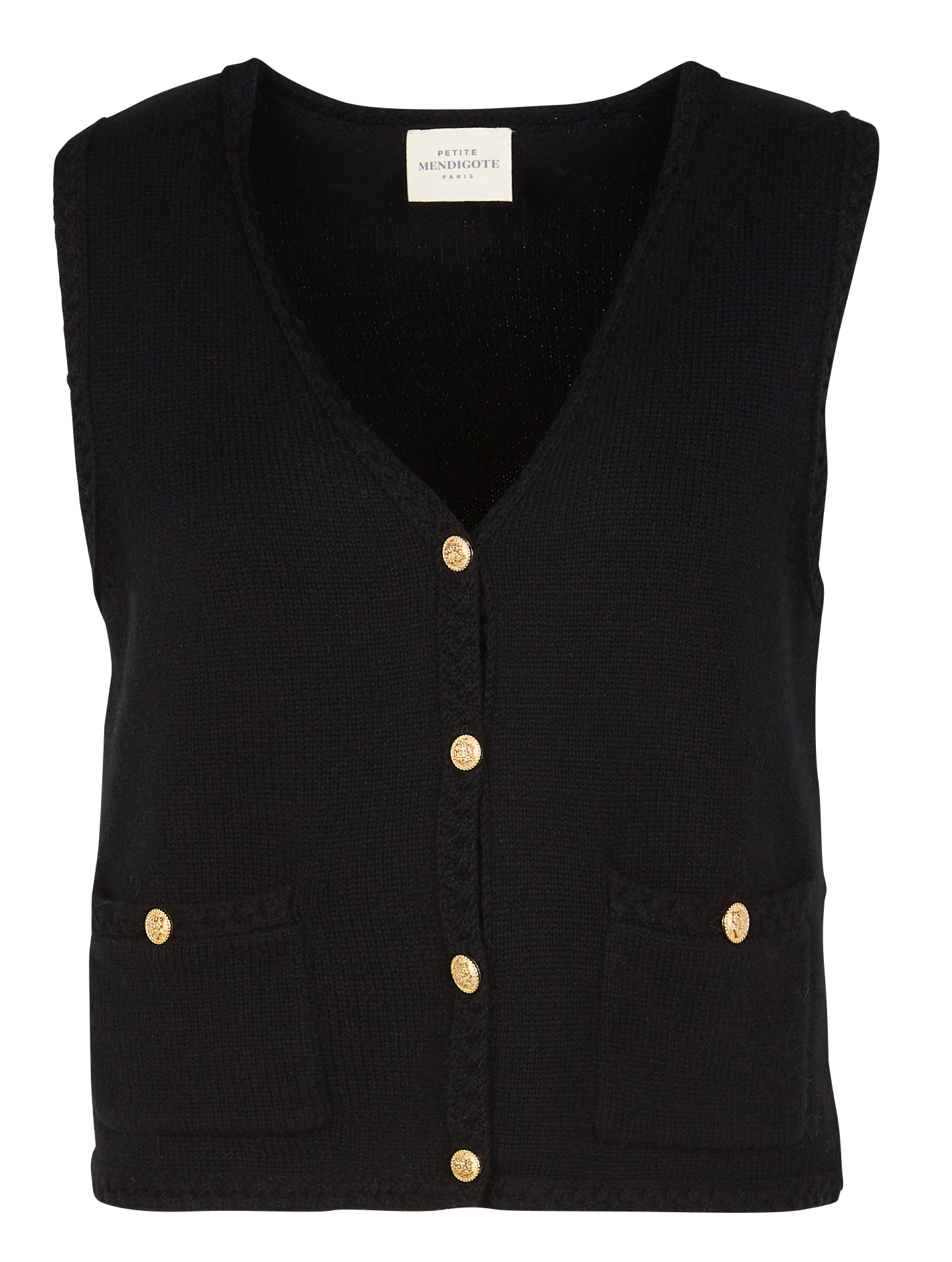 MISHA - Gilet col V en laine | Noir