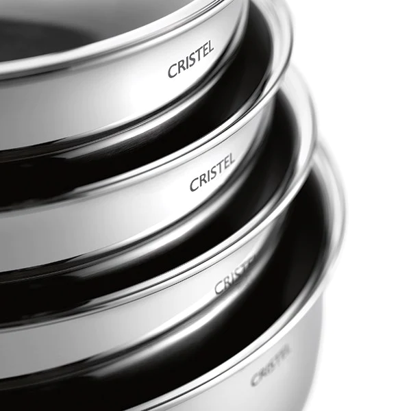 Lot 2 poêles sautoirs inox Castel'Pro 24 cm et 28 cm Cristel