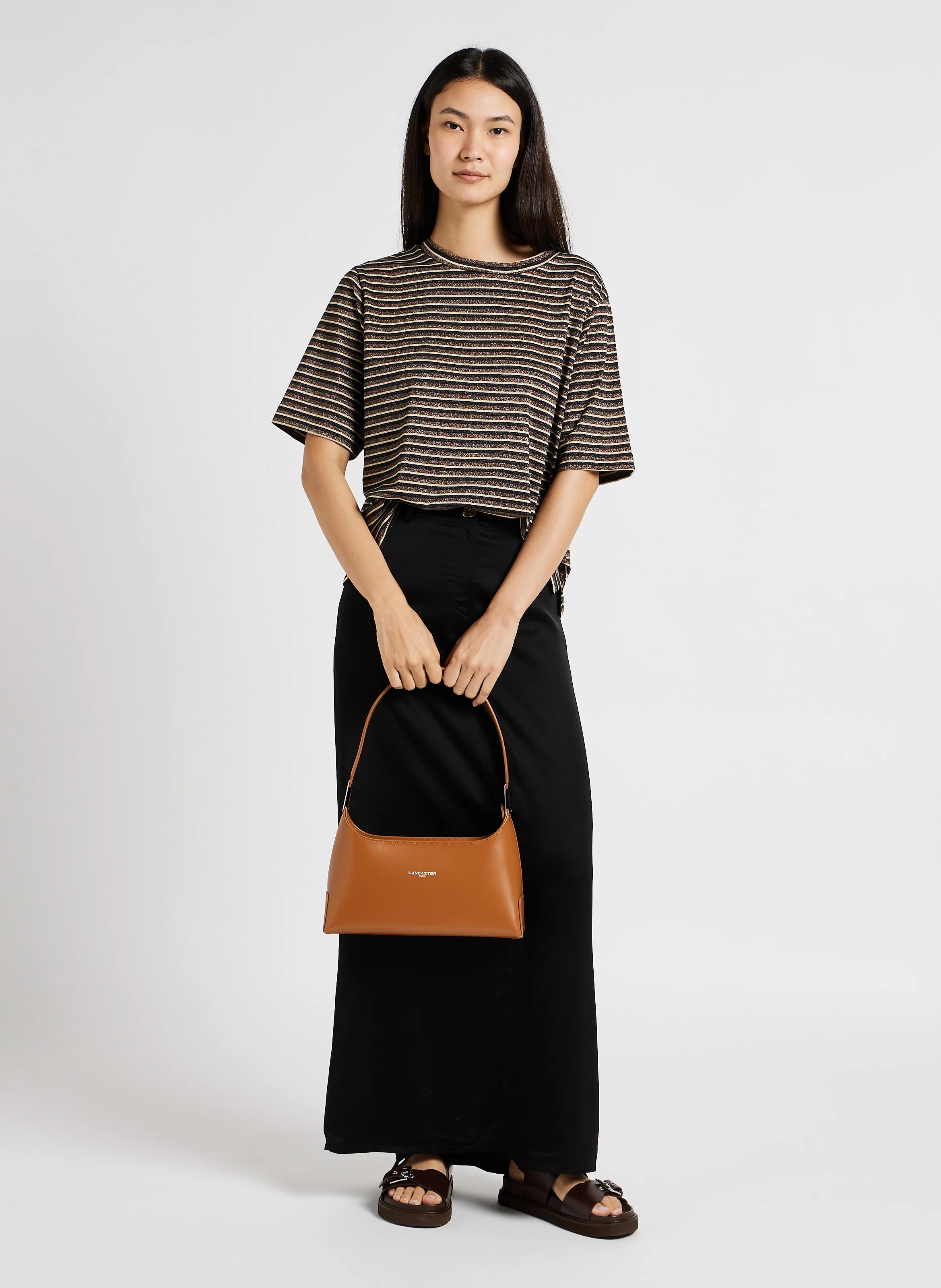 ACE - Sac Baguette zippé en cuir| Marron