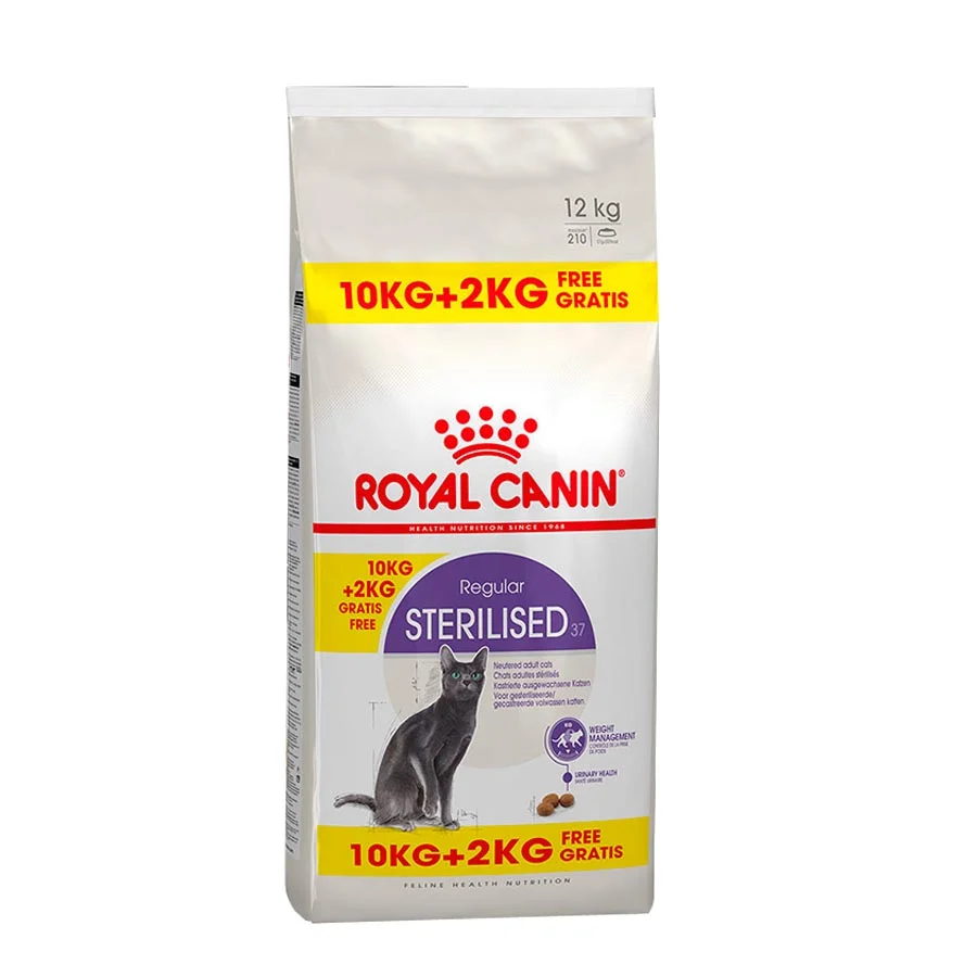 12 kg (10 + 2 kg grátis!) de ração Royal Canin Regular Sterilised 37 para gatos