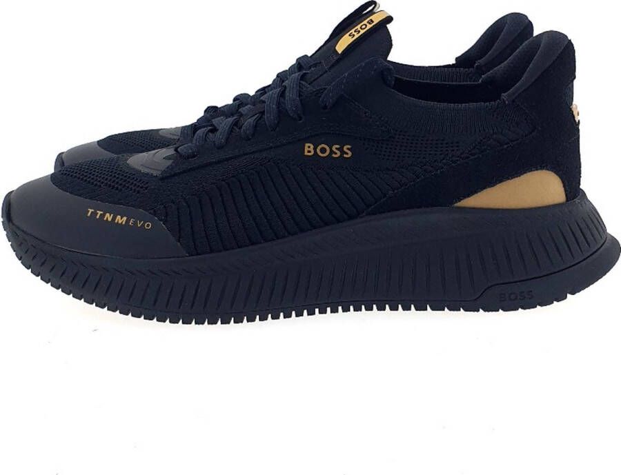 Boss Gebreid Bovenwerk Sock-Sneakers met Visgraat Zool Black Heren