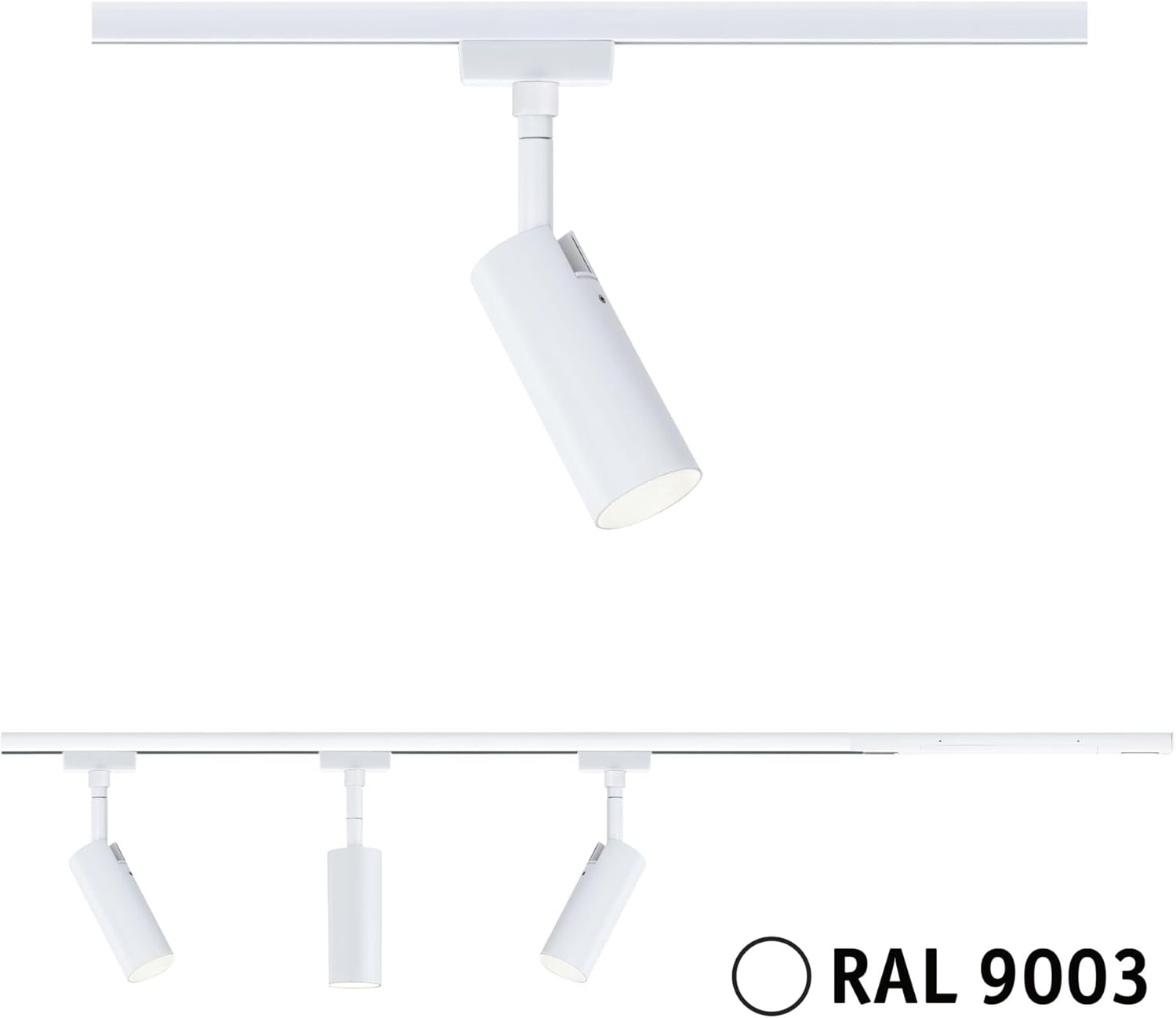 Paulmann 5243 URail LED Schienenspot Tubo Starterset 3x150lm 3x4W 3000K dimmbar 230V Signalweiß