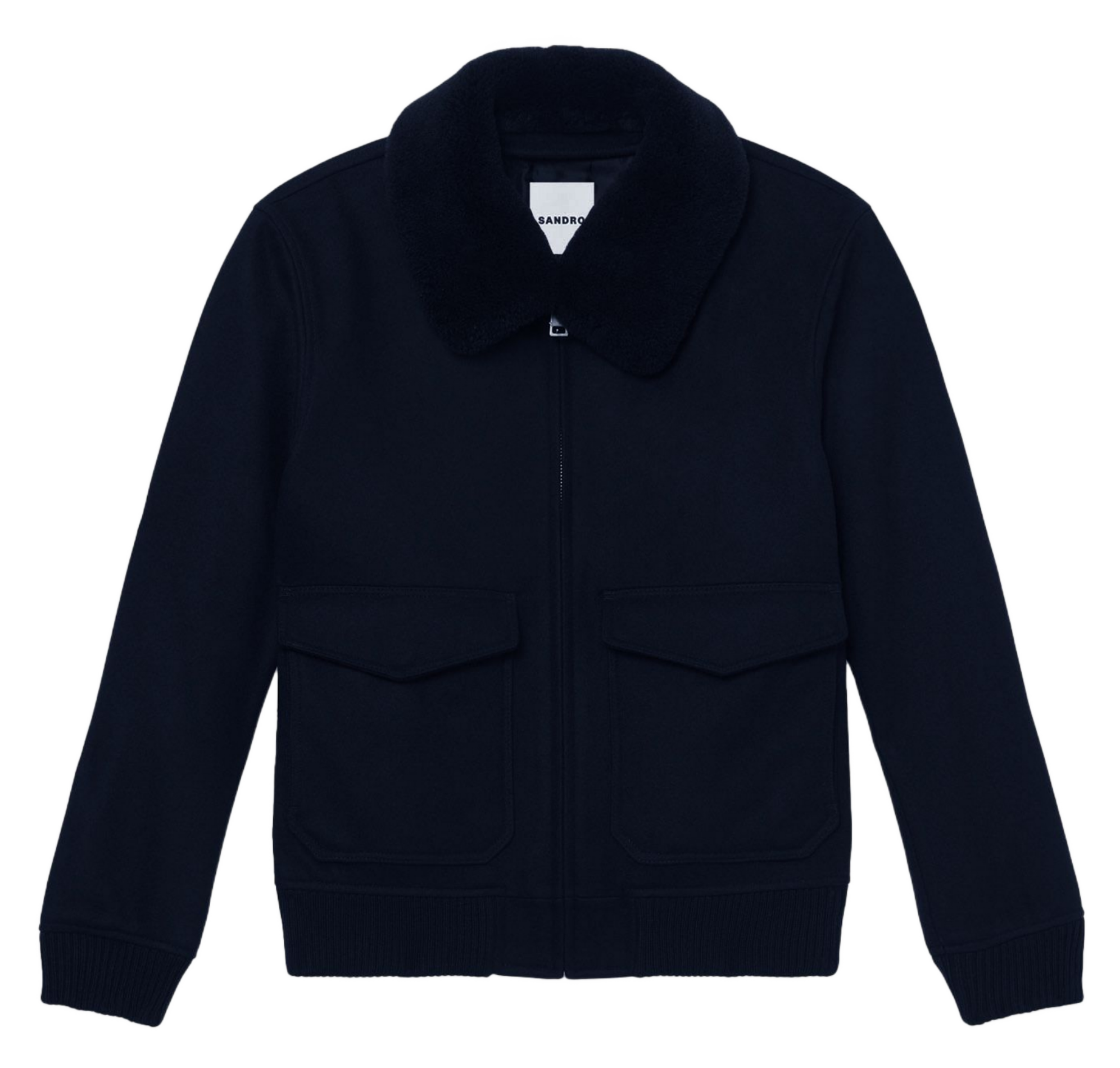 Blouson zippé en laine mélangée | Bleu