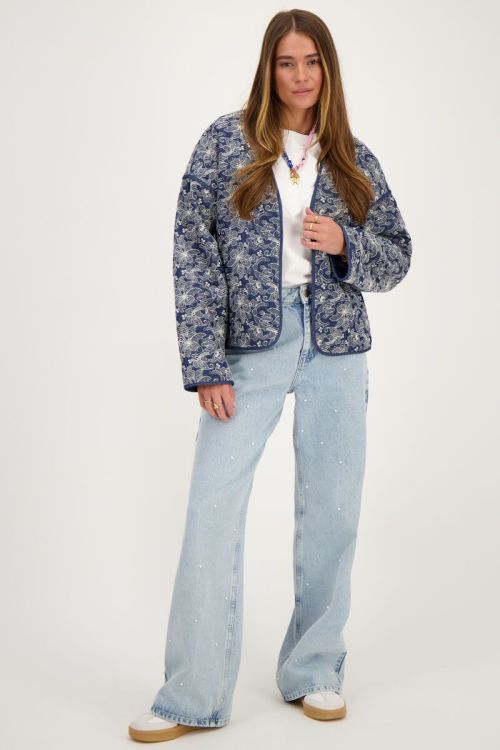 Blauw chambray kimono jasje met embroidery