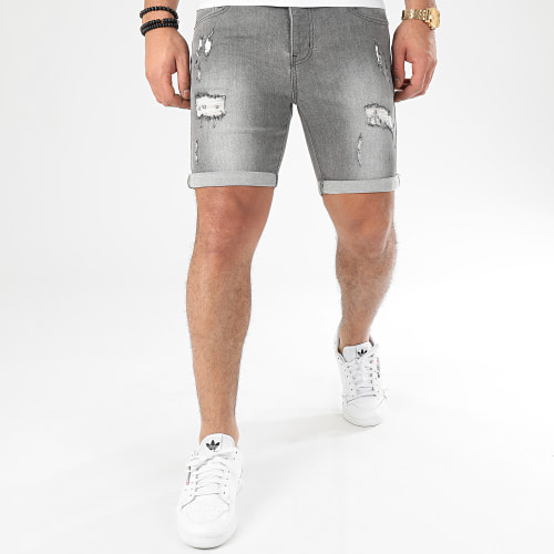 Short Jean Avec Dechirures LB054-B52 Gris