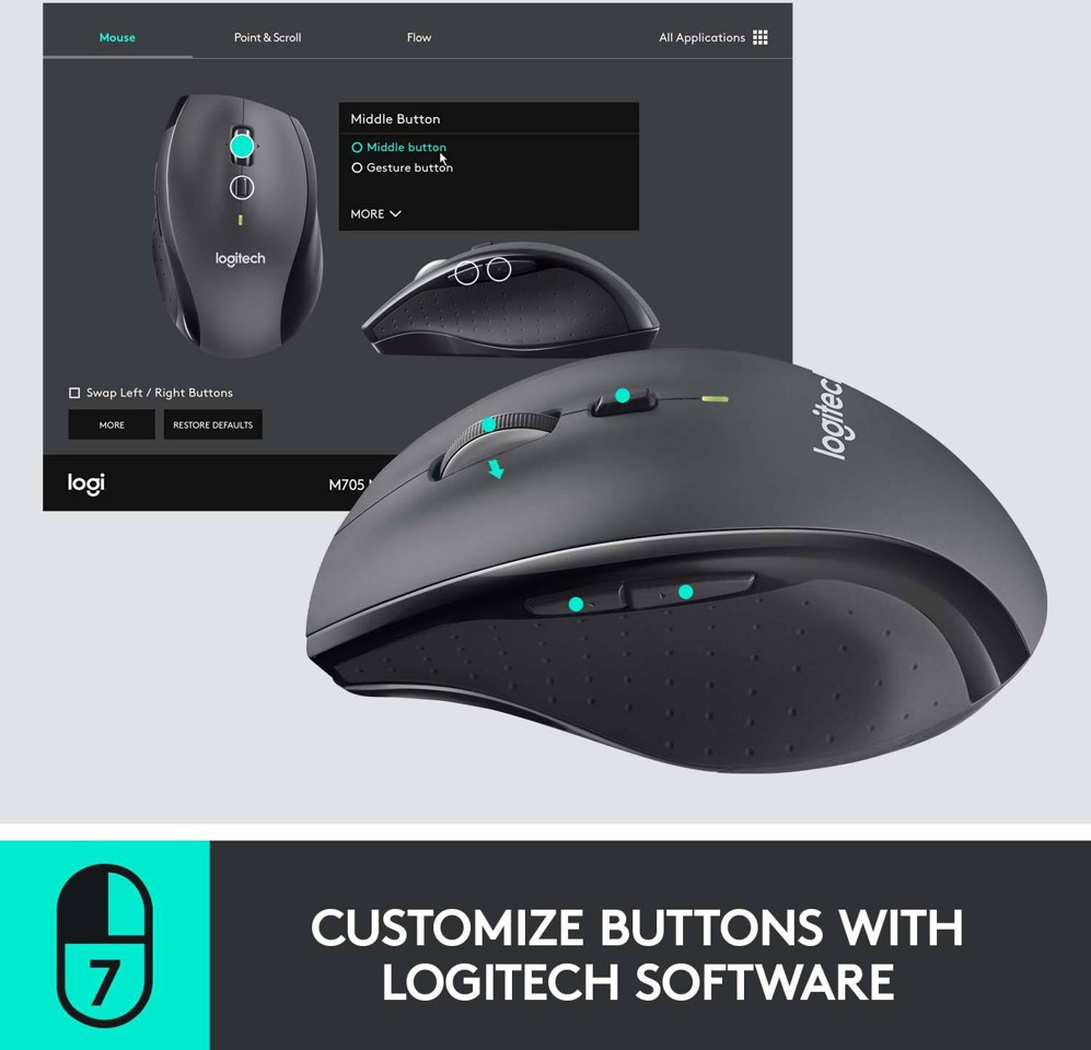Logitech M705 wireless mouse Silver