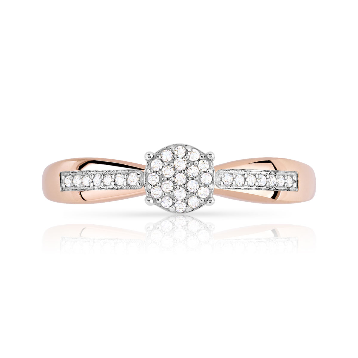 Bague or 375 rose 2 tons diamants