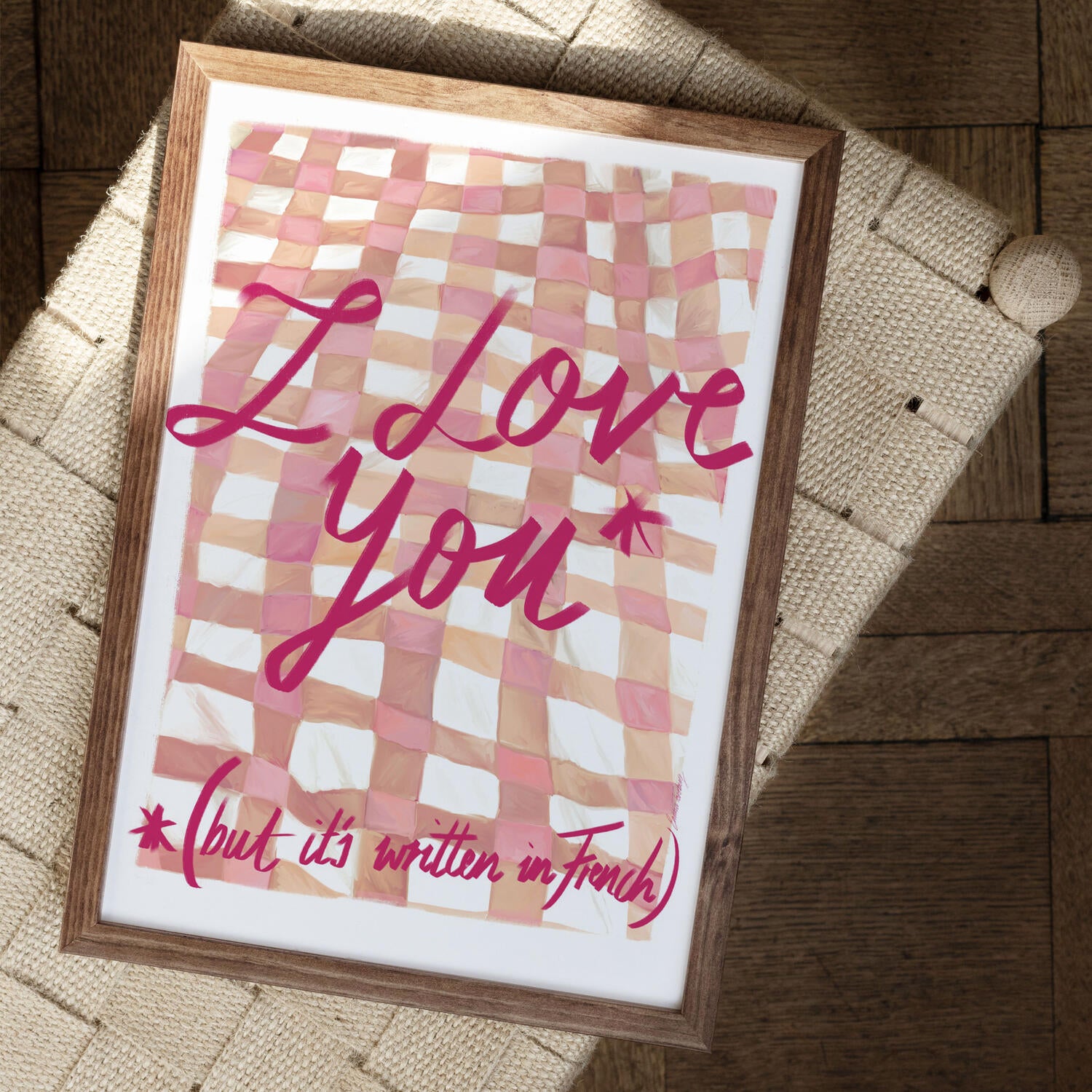 Poster & Frame  I Love You in French, Pink - 30 x 40 cm