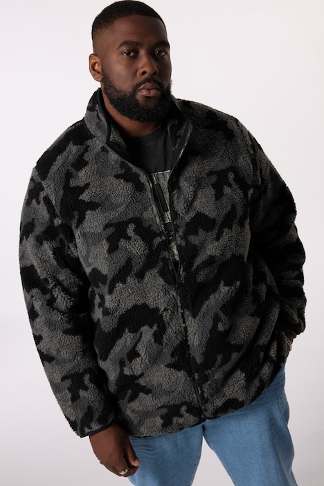 STHUGE Teddyjacke, Camouflage, Stehkragen, bis 8 XL