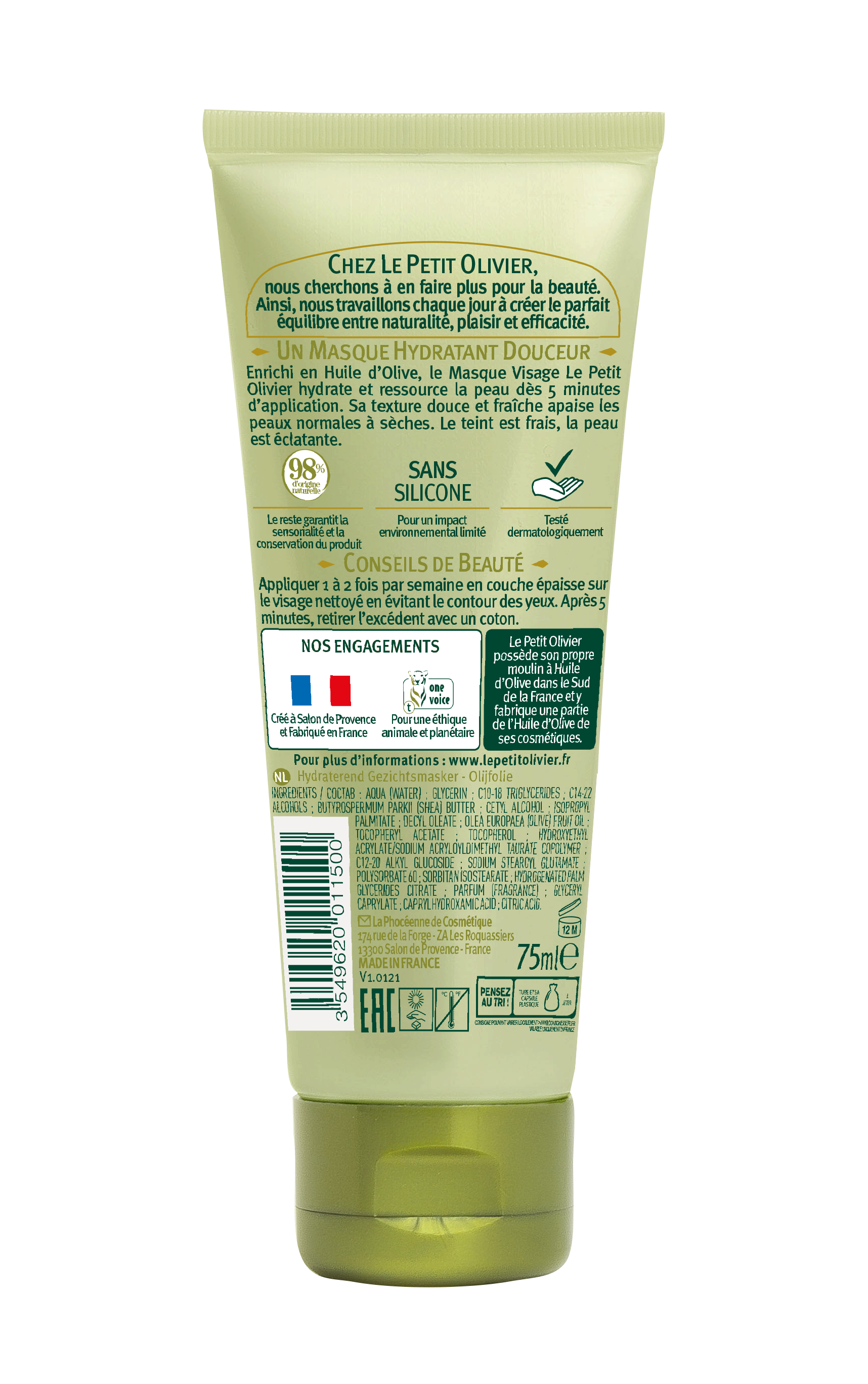 LE PETIT OLIVIER Gesichtsmaske Feuchtigkeitsspendend<br>75 ml, Tube, Olivenöl