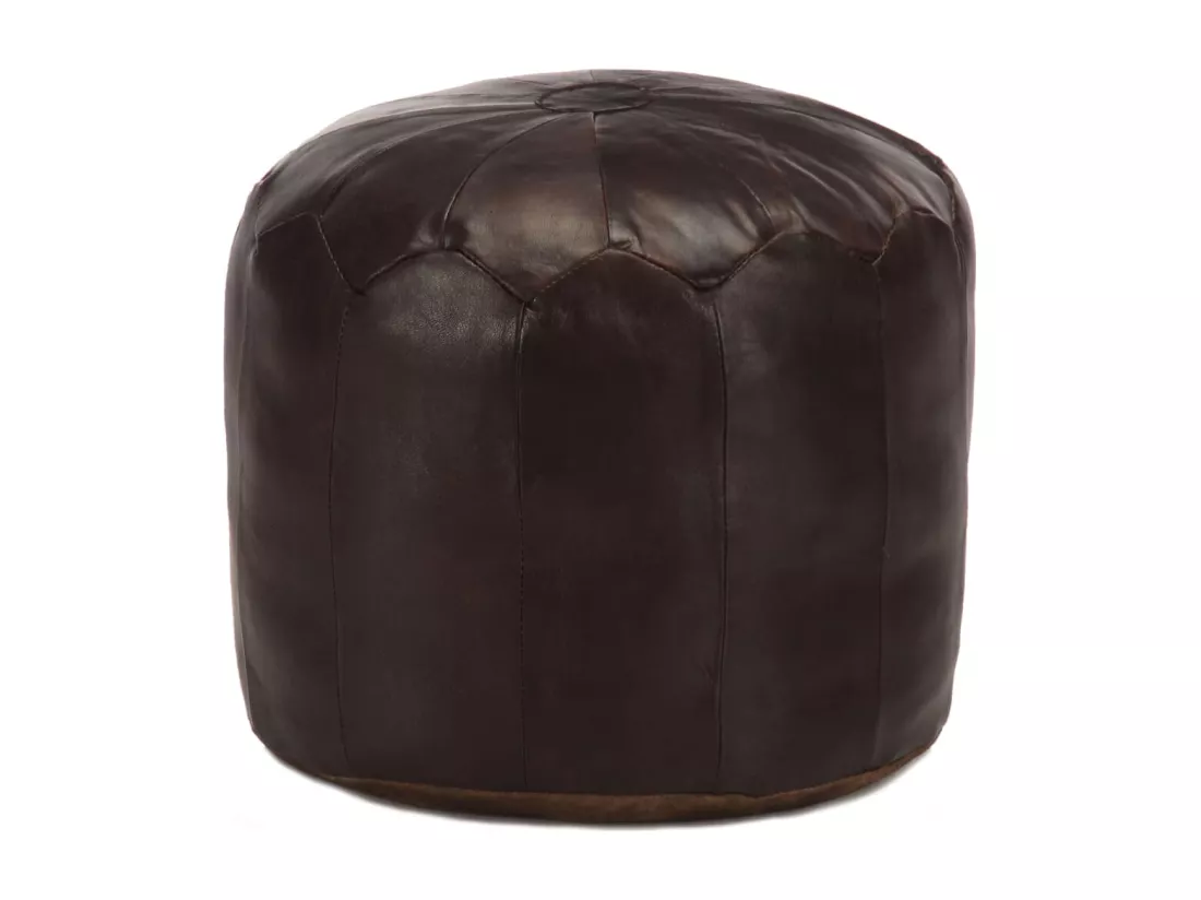 Pouf 40 x 35 cm Marron foncé Cuir véritable de chèvre