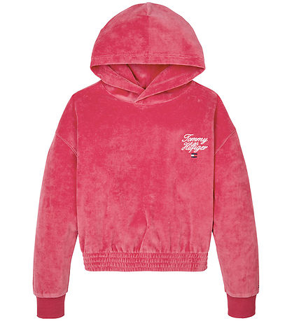 Tommy Hilfiger Kapuzenpullover - Velours - Skript - Erbe Pink
