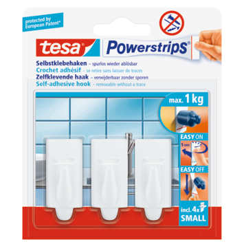 Tesa powerstrip haak trend wit 3 stuks
