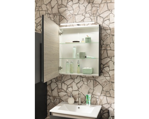LED spiegelkast Miami Vice antraciet 60 x 70 x 15,5 cm