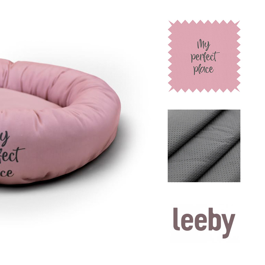 Cama para gatos Leeby rosa antiderrapante em formato de donut.